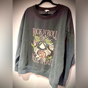 Maurices Dark Gray 'Rock N' Roll Free Spirit' Graphic Sweatshirt